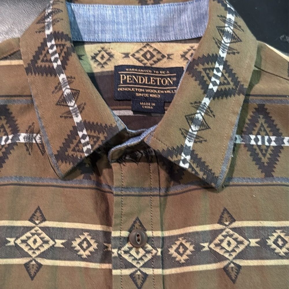 Pendleton Brown Patterned Casual Button Down Shirt - image 4