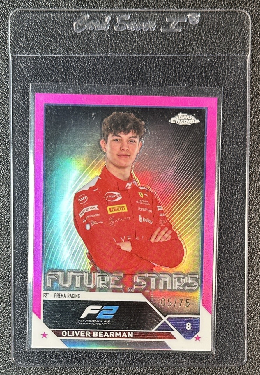 OLIVER BEARMAN 2023 TOPPS CHROME FORMULA 1 #71 FUTURE STARS PINK REFRACTOR 5/75
