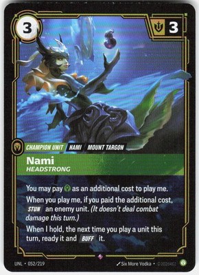 Nami Headstrong Foil 052/219 Unleashed Riftbound League of Legends
