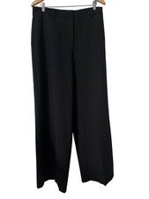 Asos Design Trousers Pant Size 12 Black Wide Leg Flat Front Career Preppy NEW