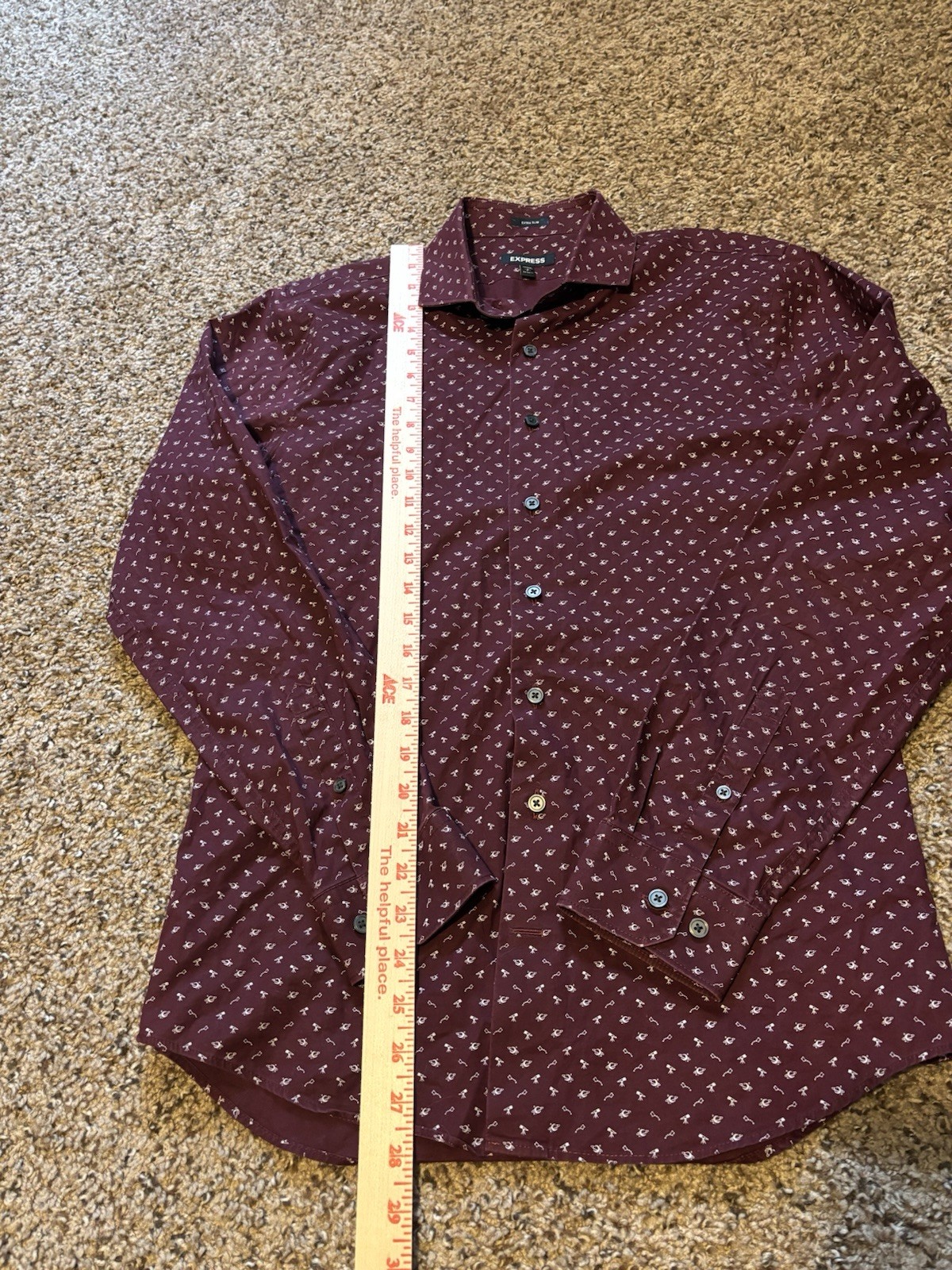 Express Burgundy Micro Print Space Theme Button D… - image 4