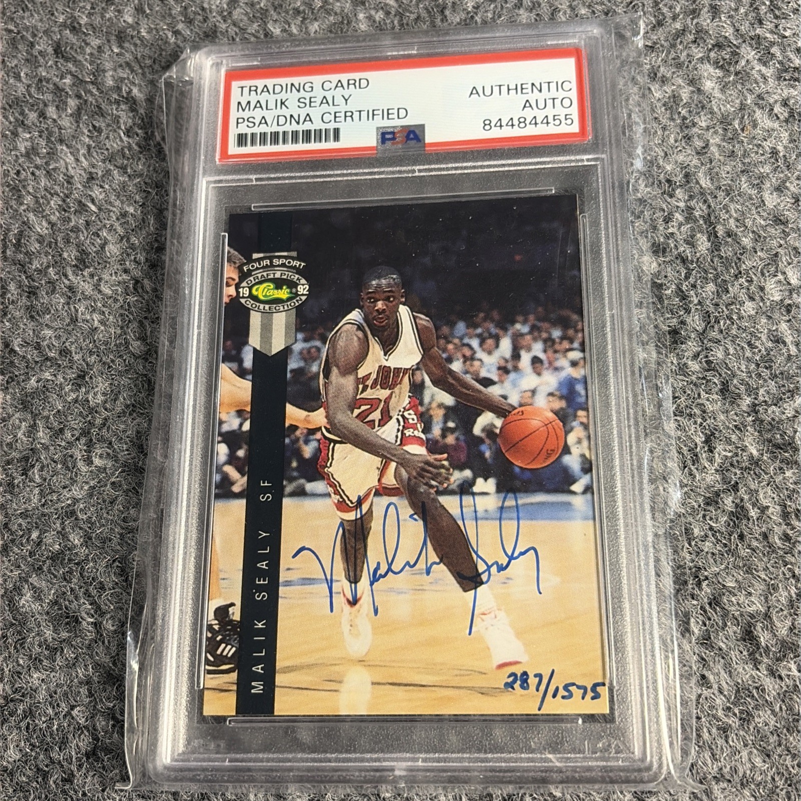 Classic 1992 Four Sport Draft Pick #19 Malik Sealy Autograph /1575 PSA authentic