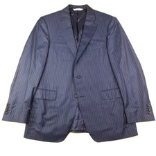Samuelsohn Beckett Super 130s Wool Blazer Sport Coat Blue Striped Men's 44R