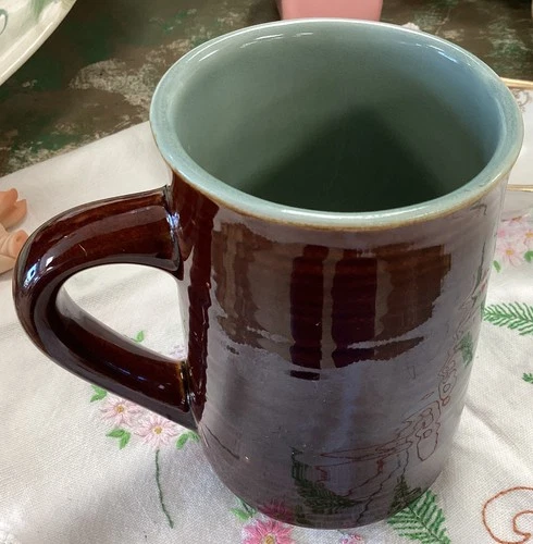 Vintage Red Wing Pottery Brown-Glazed Coffee Mug Green Interior – Red Wing USA