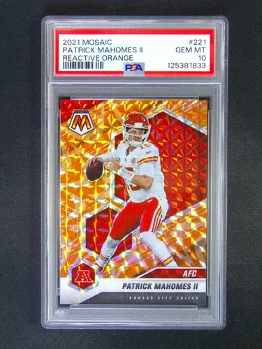 2021 Panini Mosaic Patrick Mahomes II #221 Reactive Orange PSA 10