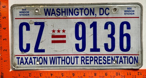 Washington DC Taxation License plate