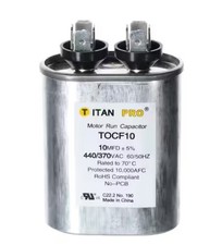 NEW Titan Pro Motor Run Capacitor Oval 10 MFD 440/370 VAC TOCF10