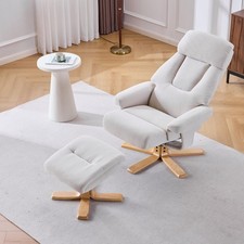 Fabric Modern Massage Heated Swivel Recliner Chair Compact Apartment w/ Ottoman