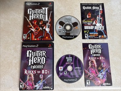2 Lot Guitar Hero Encore Rocks the 80s + Guitar Hero II PS2 Playstation Complete