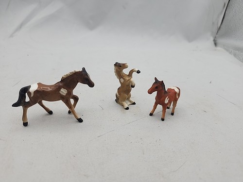 Vintage Bone China Miniature Shadowbox Horse Figurines Trinkets Lot Of 3