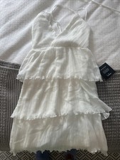 Lulus White Tiered Ruffle Dress Sleeveless V-Neck