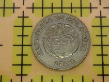 1964 Colombia 10 Centavos Coin Calarca Indigenous Chief Republica De Colombia