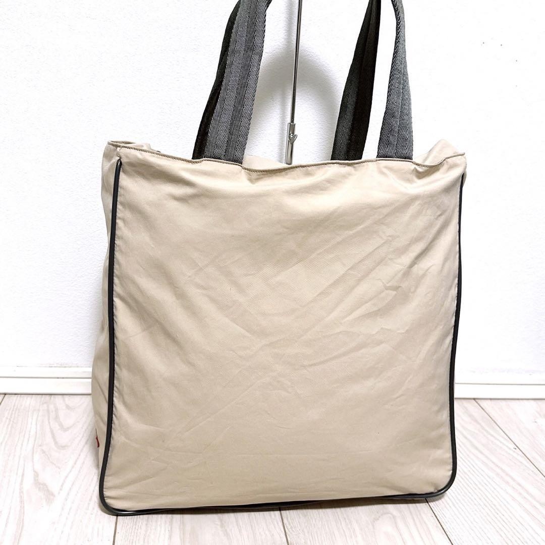 Prada Ivory Nylon Tote Bag A4 Size with Logo Pre-Owned