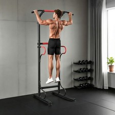 Image of Steel Multi-Use Exercise Power Tower Station Adjustable Height w/ Grips
