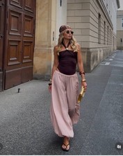 ZARA NEW FW25 ZW COLLECTION FLOWY BALLOON PANTS Pink  2183/243 SIZE M-XL