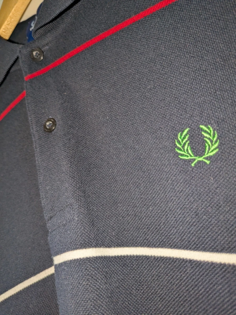 Fred Perry Polo Rayas Negro Multicolor Y2K M M8260