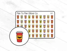 1571~~Halloween Coffee Cups Planner Stickers.