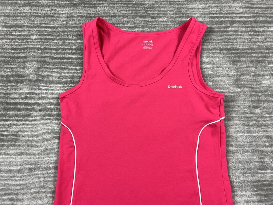 Reebok Top Womens Medium Pink Sleeveless Tank Cotton Blend Activewear - Image 2 of 4