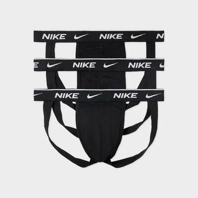 Men Nike Everyday Cotton Stretch Jock Strap 3 Pack Black White KE1013  Underwear | eBay