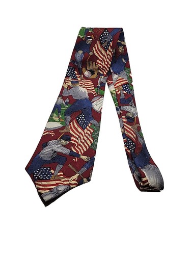 Baseball Tie American Past Time USA Necktie 100% Silk Tie 56" x 3.75" Tango - 第 5/11 張圖片