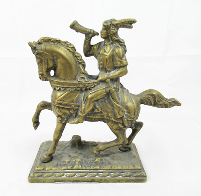 Dekorative Messing Figur Indianer auf Pferd Brass Figurine Indians Horse native
