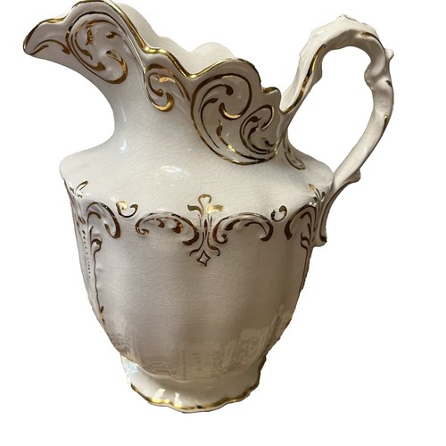 Vintage Japan Pitcher Hand Painted Gold Trim 3.25