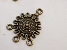 Tibetan Style Flat round Chandelier Link, Antique Bronze, 27x18x3.5mm, Hole 1.5m