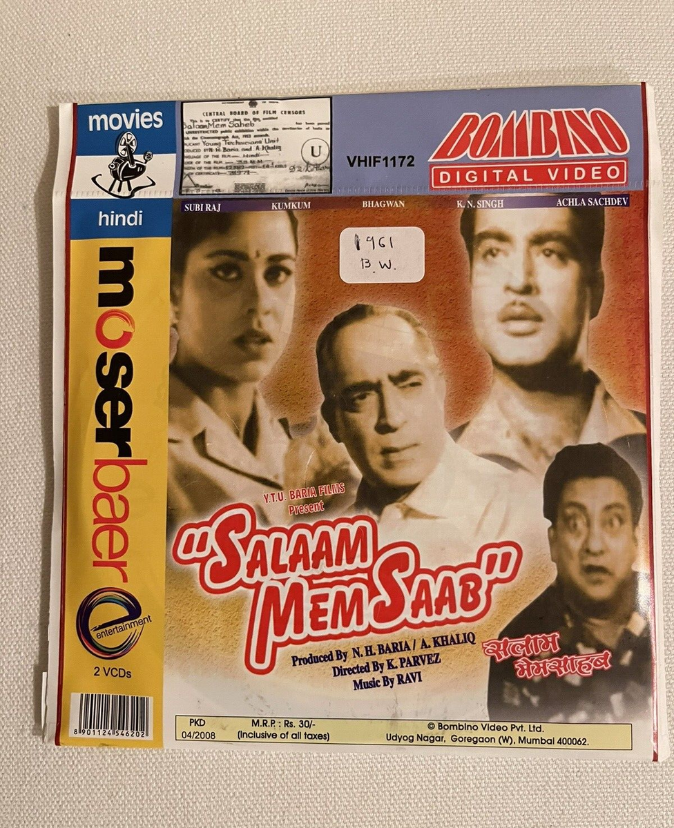 Salaam Memsaab 1961 VCD B W Bollywood Hindi Movie Subiraj/ Kumkum Crime  Drama