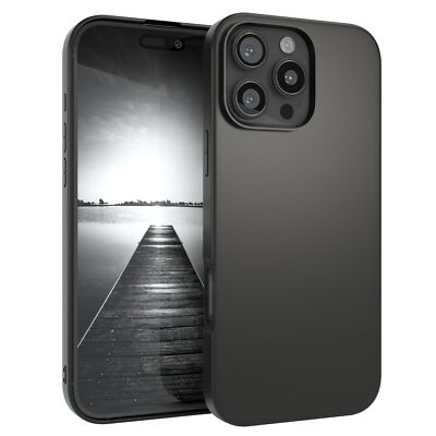 Für Apple iPhone 16 Pro Max Hülle Silikon Cover Schutz Tasche Slim Matt Schwarz