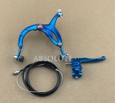 BLUE OLD SCHOOL BMX BIKE MX REAR BRAKE LEVER CABLE CALIPER CRUISER BICYCLE.
