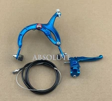 BLUE OLD SCHOOL BMX BIKE MX REAR BRAKE LEVER CABLE CALIPER CRUISER BICYCLE.