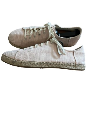 Toms Women's Lena Slubby Cotton Sneakers Light Pink Lace Up Shoes Size 10 