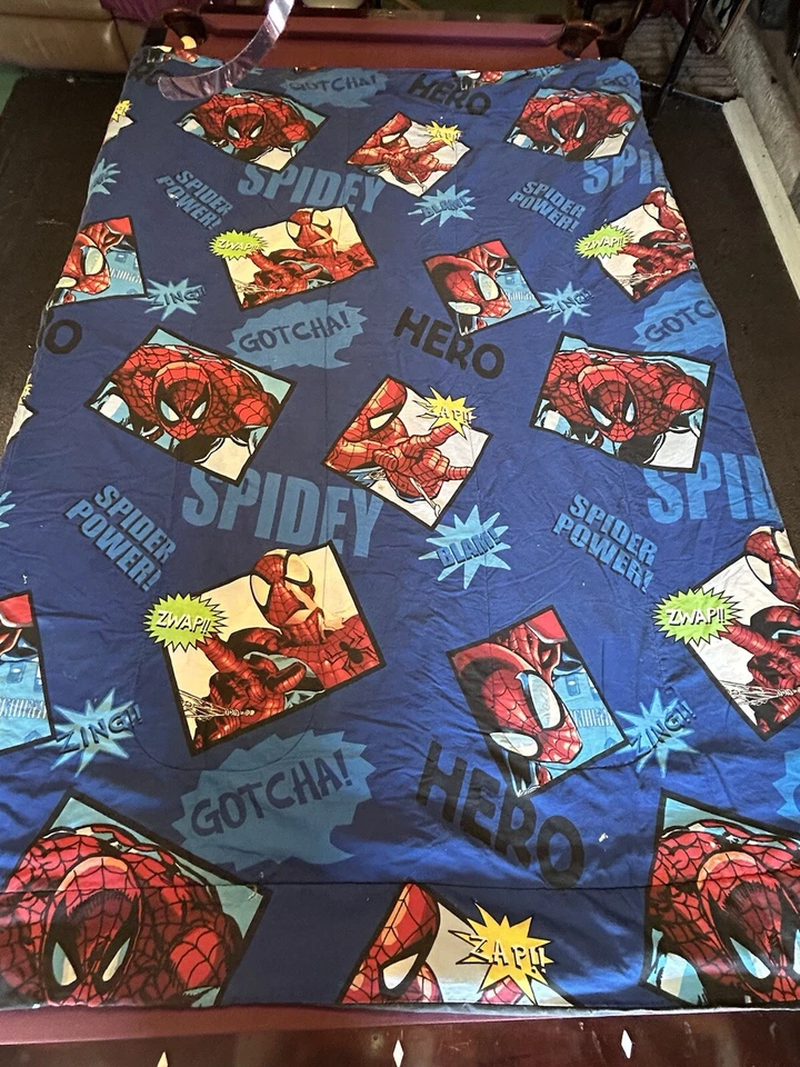 Cama Edredón Marvel-Spiderman Años 90 Animado Grande 84"x84" LEER Foto 2 de 4