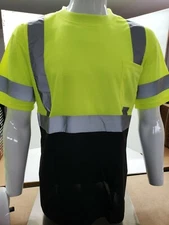 Hi Vis Yellow/black Safety Short Sleeve T Shirt High Visibility Reflective 