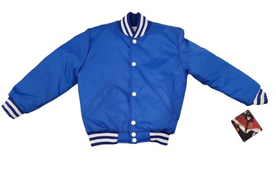 Holloway Youth Small Snap up Button Windbreaker Blue Sports Jacket Lined NEW