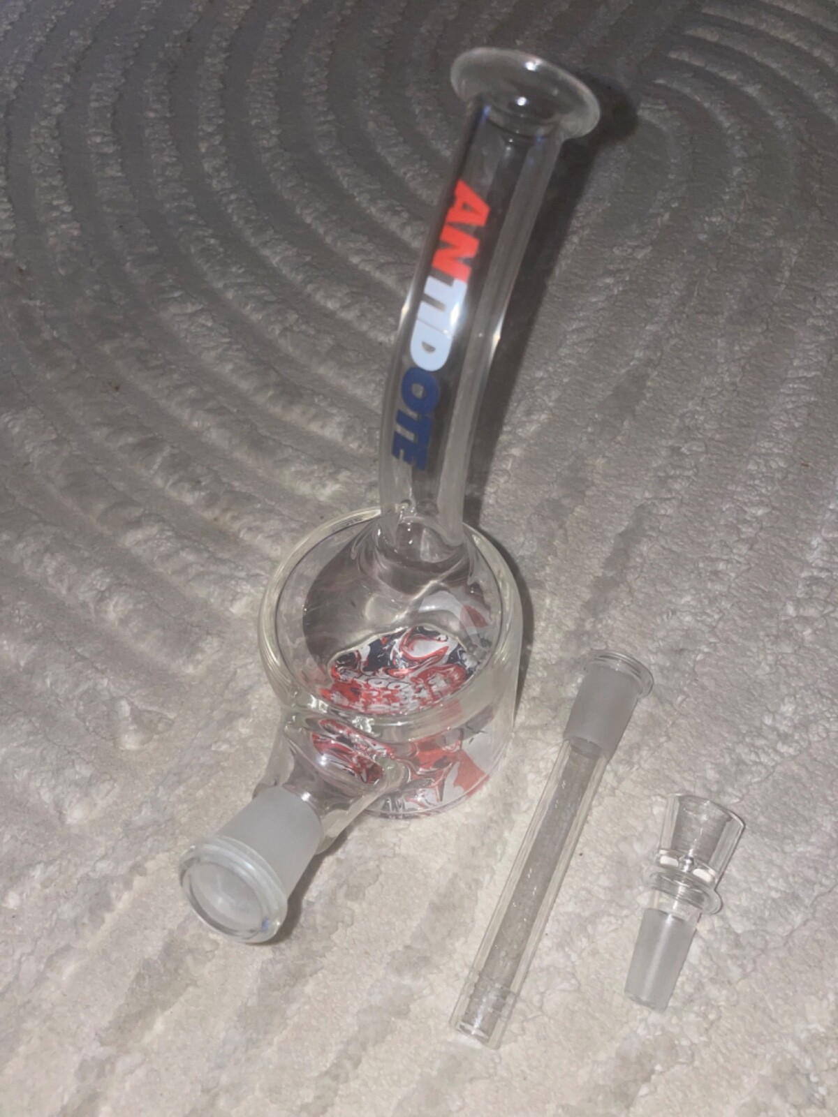 Antidote Glass 8” Puck Pipe Bubbler Hookah American Blown Water Bong bowl &amp; stem