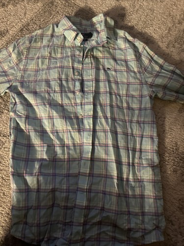 Vineyard Vines Pastel Check/Plaid Button Down Whale Shirt Girls XL 18