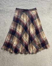 VTG ILGWU Int Ladies Garment Union Wool Skirt Purple Plaid Women 11 Pleated 80s