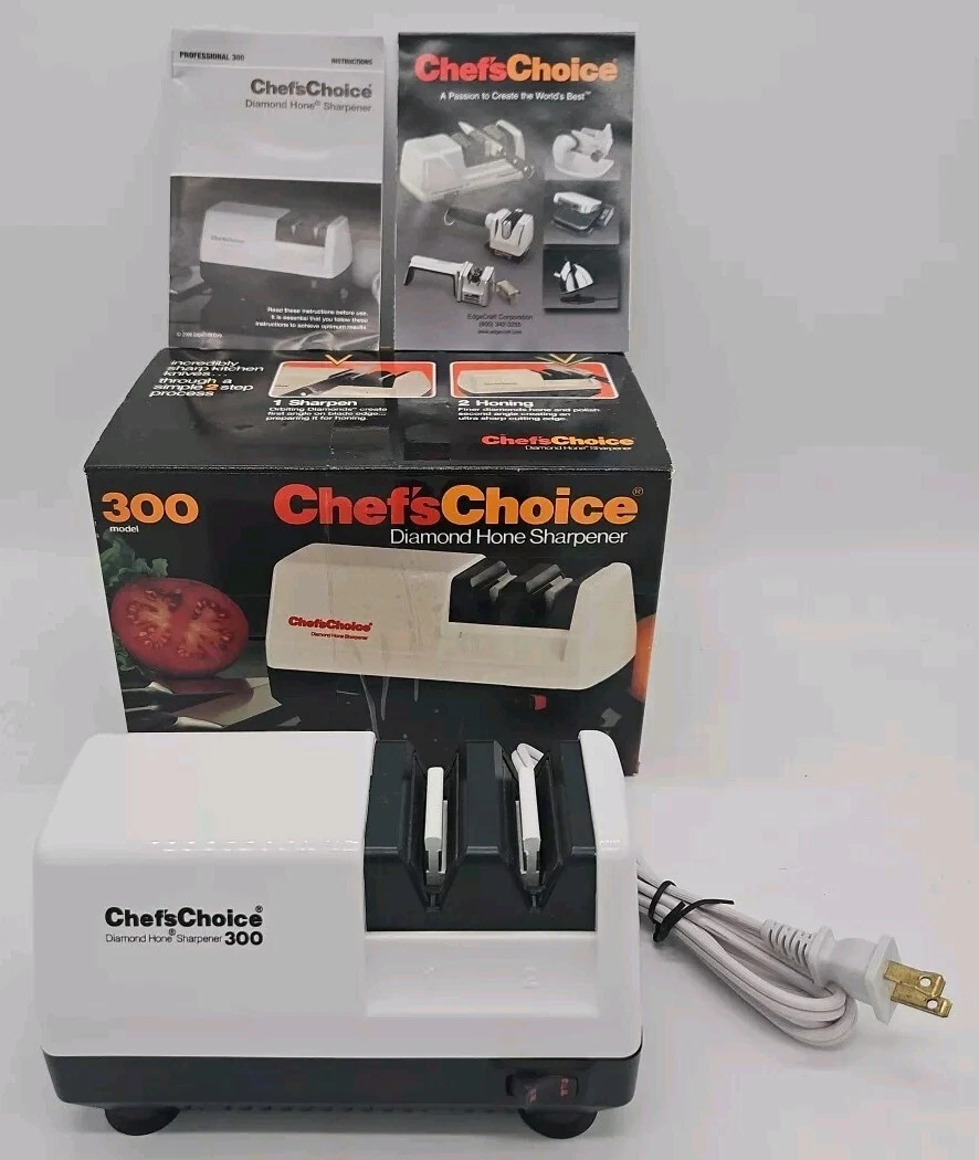 CHEFS CHOICE Model 300 Diamond Hone Knife Sharpener Great Shape Tested Works!