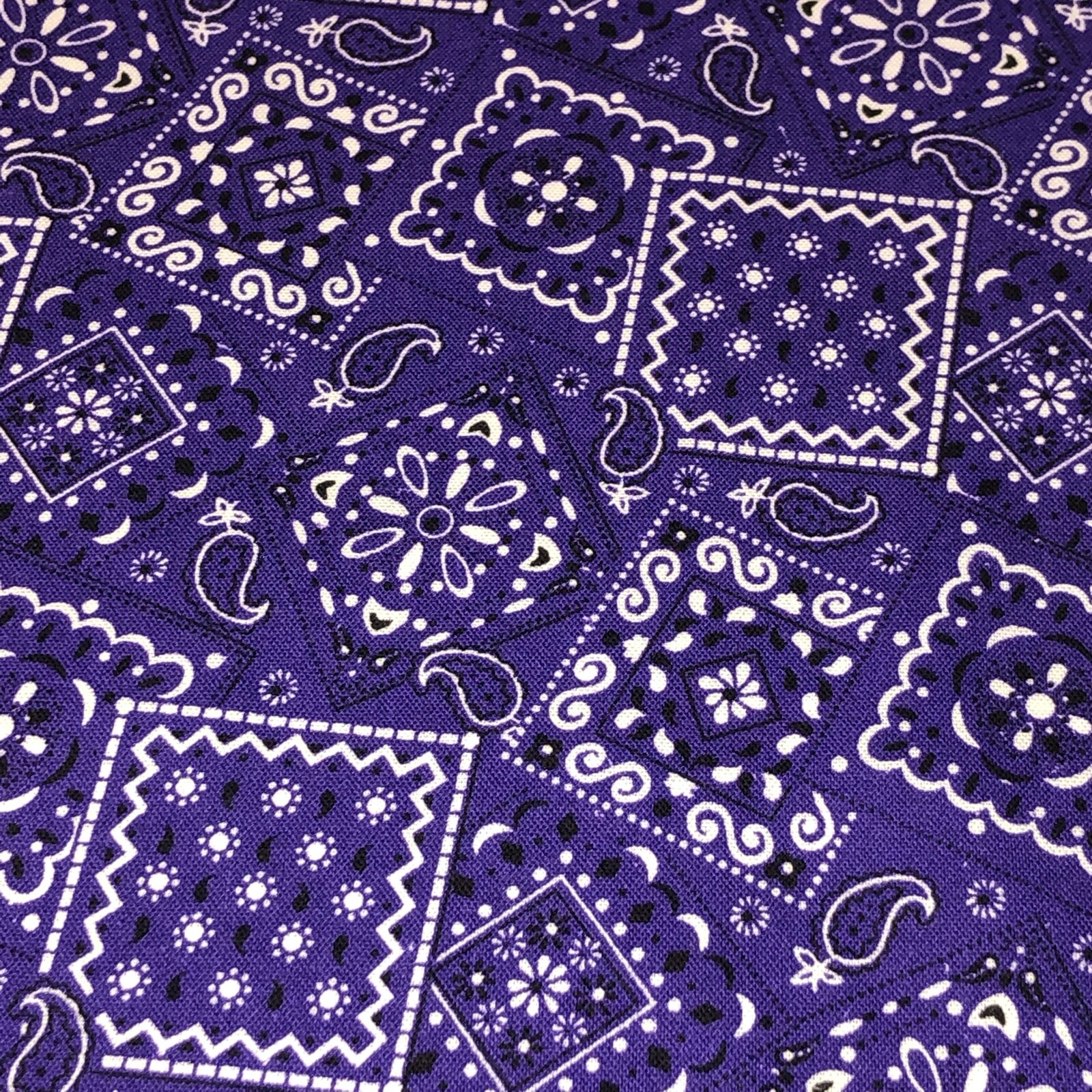 Purple - Blazin' Bandana 100% cotton fabric by the yard 36 x 44 - Purple