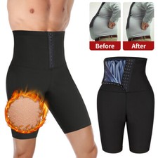 Men Sweat Sauna Waist Trainer Thermal Bottoms Weight Loss Shorts Body Shaper Gym