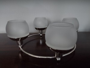 PartyLite Silver Round Tealight Candle Holder (Used-Complete)