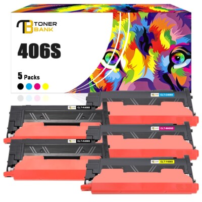 5 Toner XXL für Samsung C410W C460W C460FW CLP-365 CLX-3300 CLX-3305CLT-406S