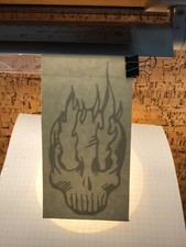 Flaming Skull Eyes Front - WHITE - Vinyl Sticker Decal - MM4.3.981