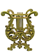 1950's SHEET MUSIC HOLDER Harp Lyre Shape Made of Painted Pot Medal Vintage NICE