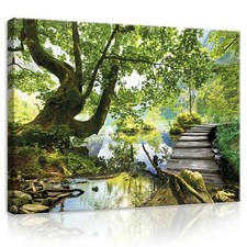 Leinwandbild Bilder Wandbilder XXL Wald Landschaft Baum Natur Wohnzimmer 25