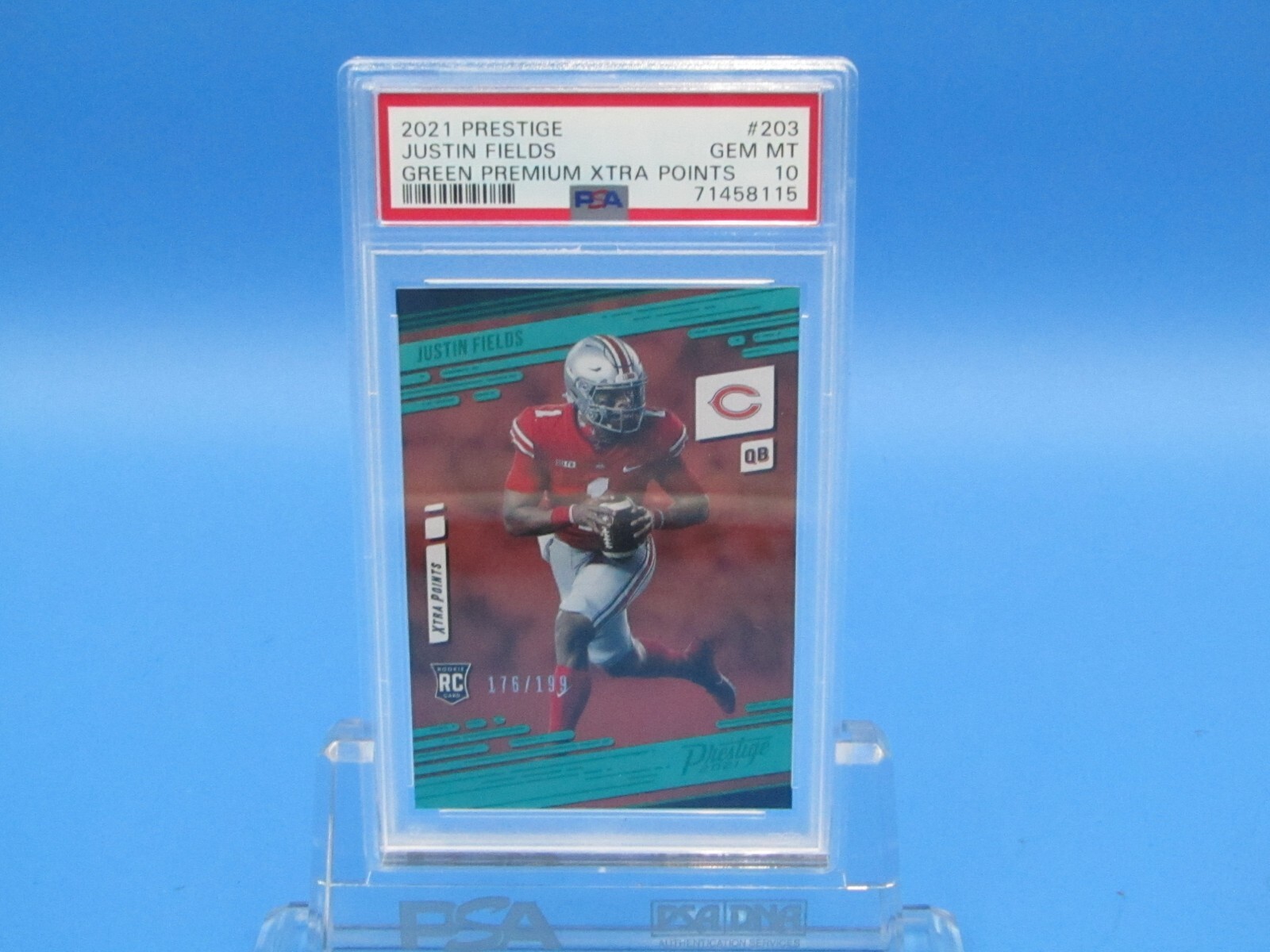 Justin Fields Panini Prestige #203 Green Premium Xtra Points