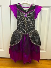 Girls "Spider Witch" Halloween Costume size 4-6 Purple, Black, Silver