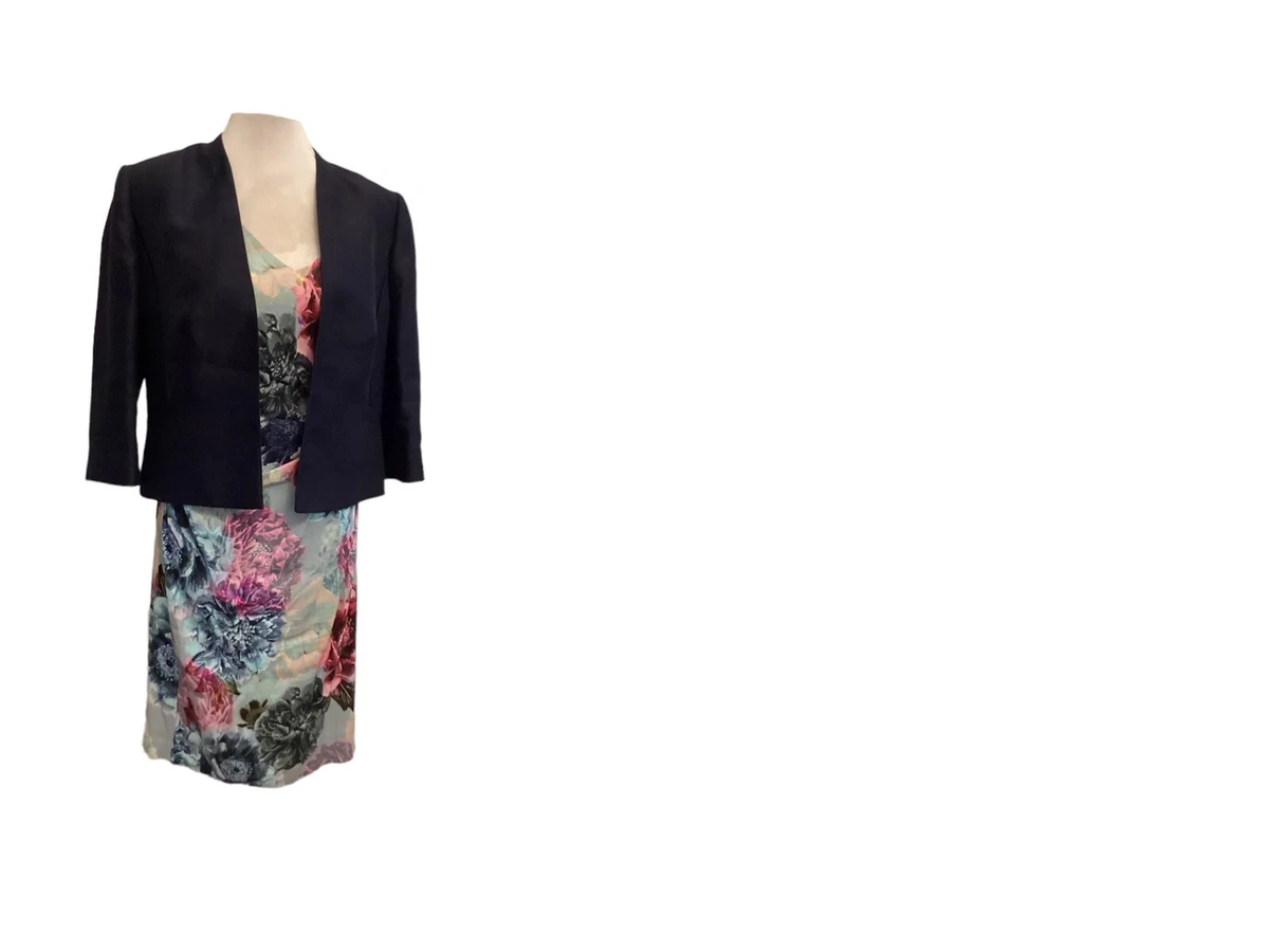 Jacques Vert navy Phase Eight Stretch Floral dress 16 + Jacket Size 14 Away  19.9 | eBay