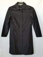 Fiori Di Zucca Coat Black Silk Collared Buttons Pockets Zebra Lined Size S